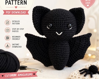 Bat Crochet PDF Pattern | Halloween Amigurumi | Instant Digital Download