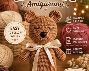 Modèle d'ours en peluche amigurumi au crochet | Tutoriel PDF facile (téléchargement numérique)