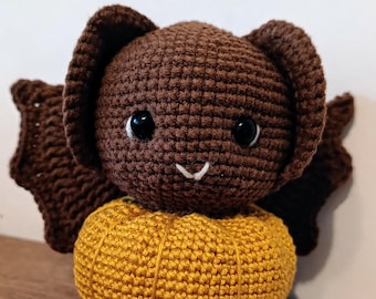 Patrón de calabaza y murciélago a crochet / Tutorial de amigurumi de Halloween en PDF / Descarga instantánea