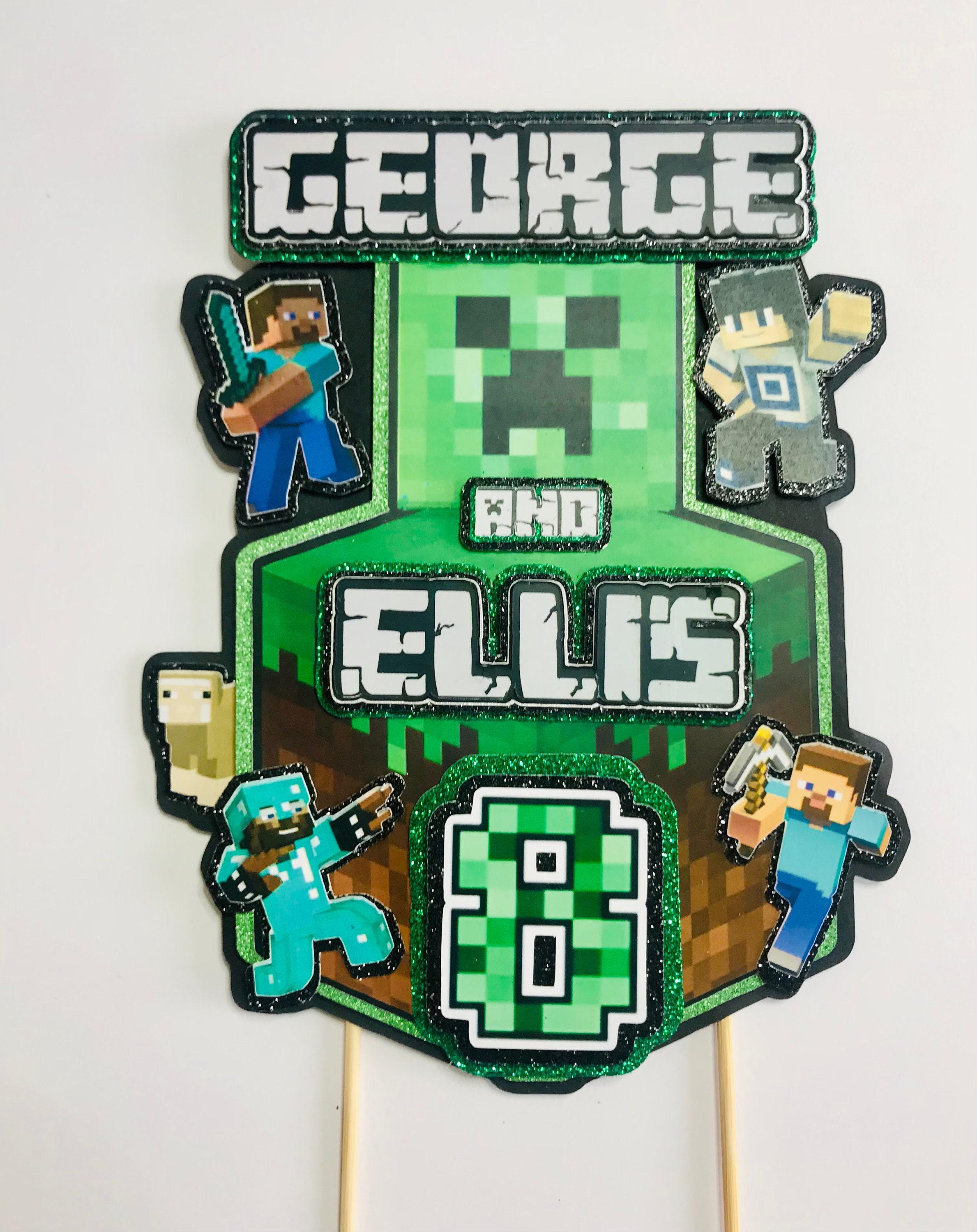 Dual Name Minecraft Cake Topper