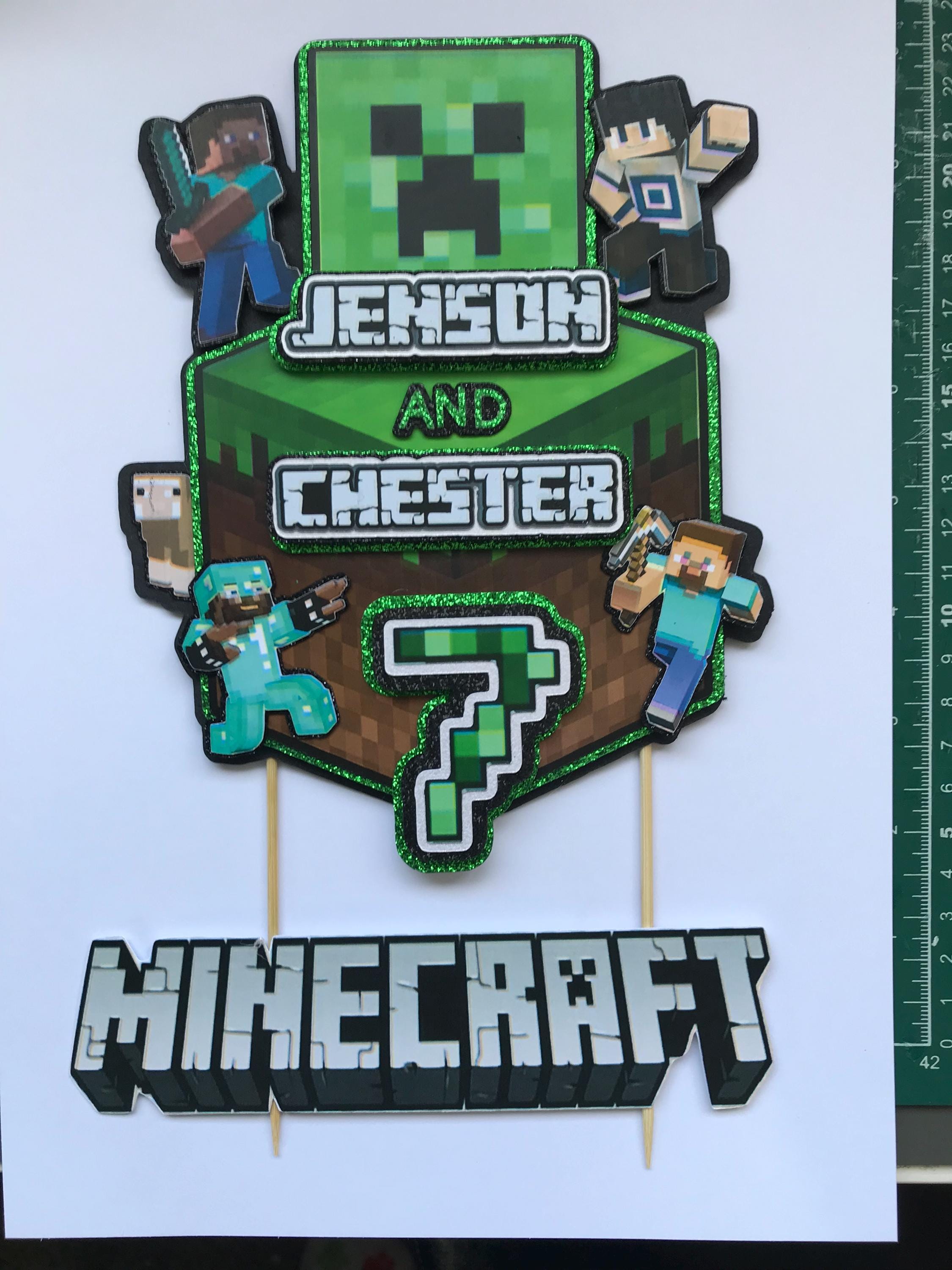 Dual Name Minecraft Cake Topper