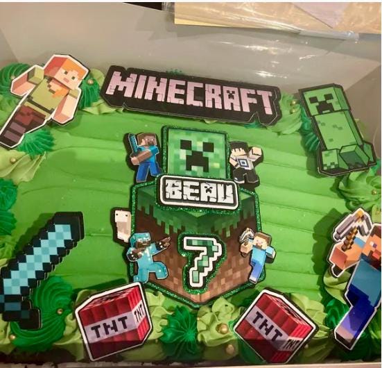 Dual Name Minecraft Cake Topper
