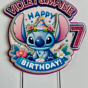 Personalised Name/Age - Stitch Inspired Cake Topper/None Official