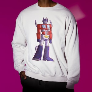 Transformers Autobot Sweatshirt, Optimus Prime G1 Design, Retro Robot Clothing, Geeky Crewneck Jumper, Unisex Pullover Top, Cosplay Costume,