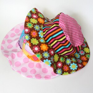 Baby sun hat for infant and newborn girls, big floppy brim, cute and unique cotton sun protection hat image 5