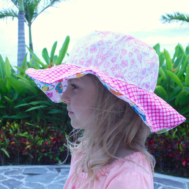 Wide Brim Baby Sun Hat Cute and Colorful With Kitties and Etsy
