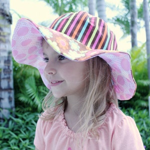 Baby sun hat for infant and newborn girls, big floppy brim, cute and unique cotton sun protection hat image 1