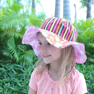 Baby sun hat for infant and newborn girls, big floppy brim, cute and unique cotton sun protection hat image 4