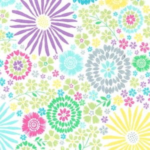 cotone per quilter, Flora Pop Michael Miller DC7405, stampa floreale colorata - 1 iarda