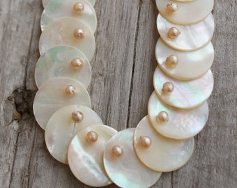 【HYERES LOR】23SS★ H edition White Pearl Bead Necklace 20mm Pearl Necklace, Big Mother of Pearl Necklaces, More