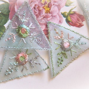 10 European Find Organdy Embroidered Appliques  DL0751
