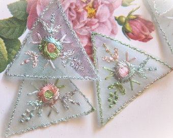 10 European Find Organdy Embroidered Appliques  DL0751