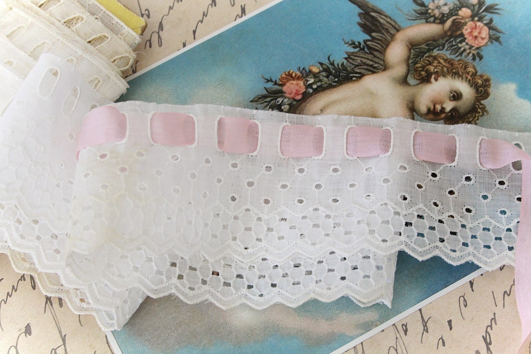 Old Stock Vintage Cotton Eyelet Beading for Ribbon Insertion Yardage - Etsy