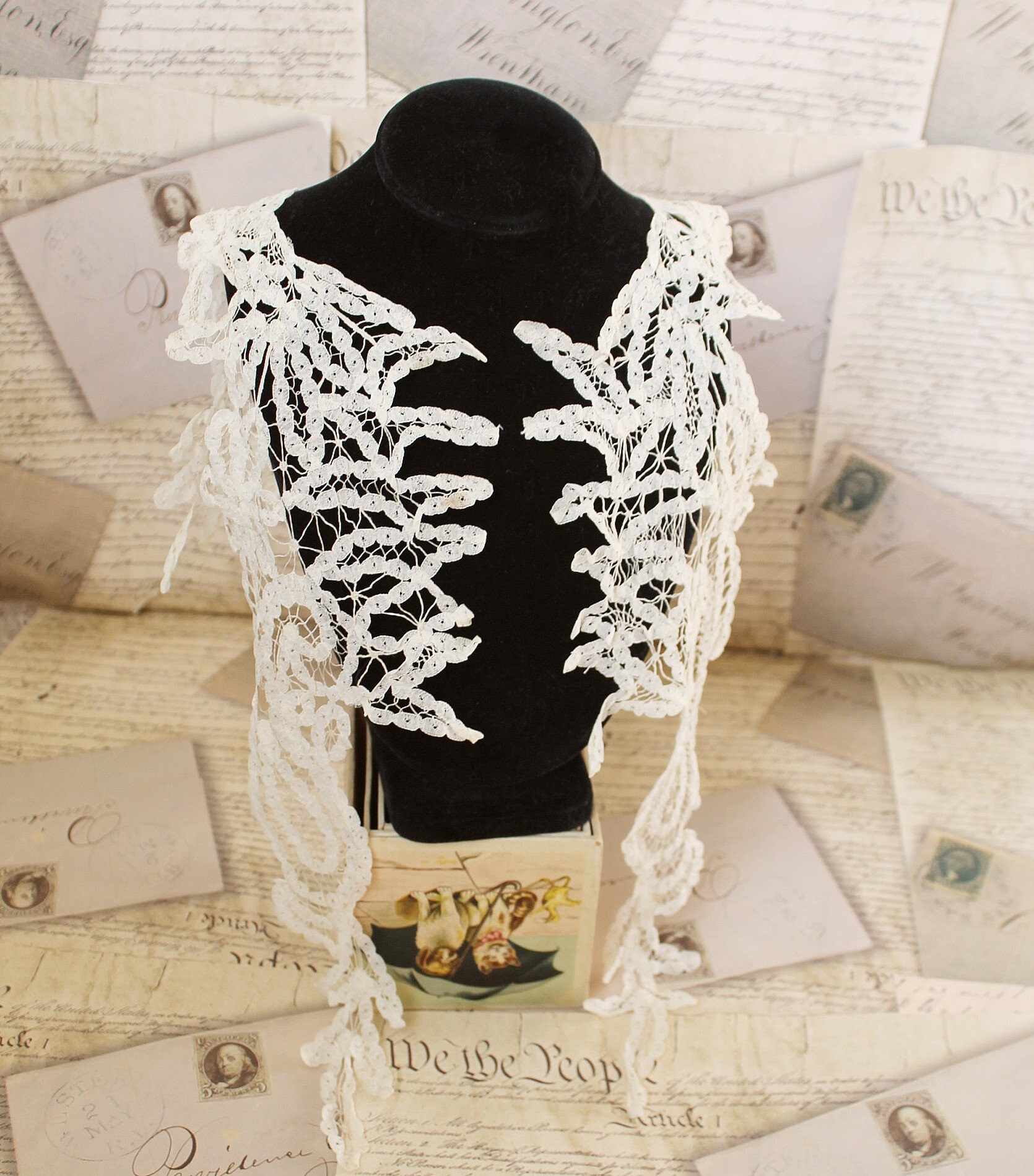 Antique Edwardian Hand Made Tape Lace Collar Dress Front - Etsy