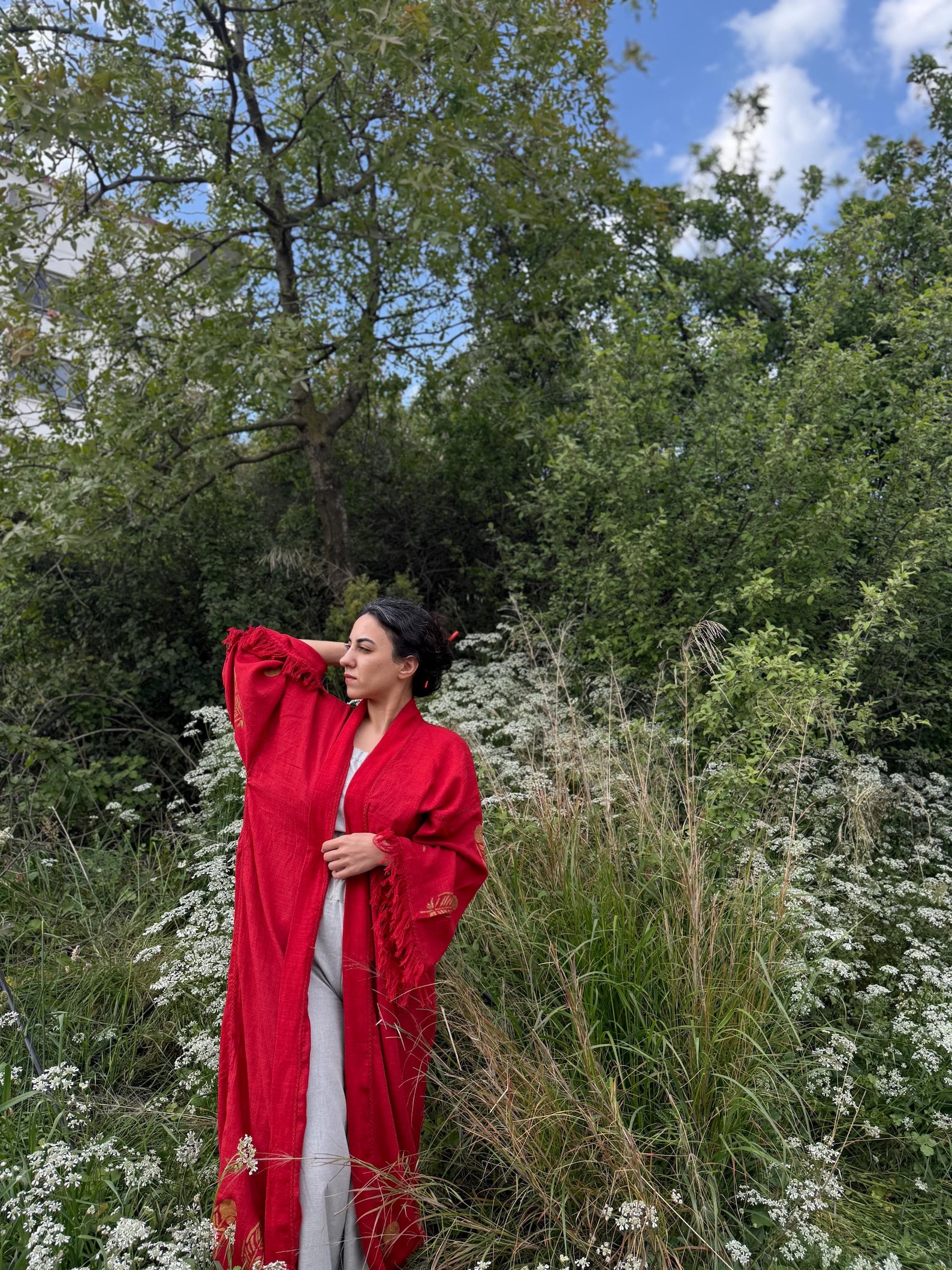Beige Kimono Robe With Elegant Phoenix Bird and Feather Embroidery ...