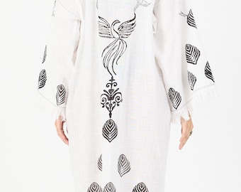 Phoenix Kimono Robe – Rebirth & Strength – Handmade Spiritual Boho Kimono – Firebird Festival Clothing – Simurg Design