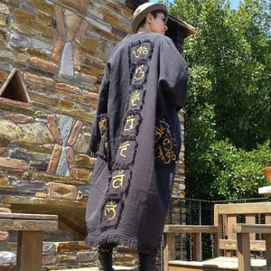 Chakra Energy Kimono – Sacred Symbol Robe – Spiritual Gift for Her – Boho Kimono for Yoga Practice”