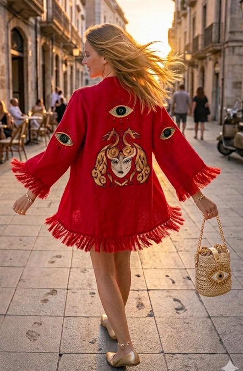 Kimono Medusa – Snake Symbol Goddess Robe – Boho Witchy Festival Wear ...