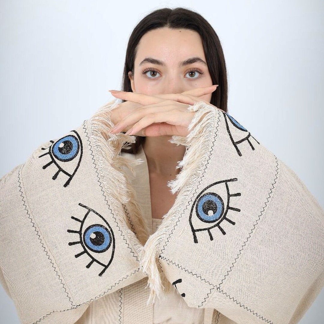 BLUE EVIL EYE KIMONOS WITH HANDWORK