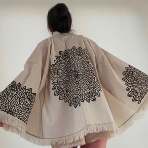 Kimono Sacred Mandala – Handmade Boho Robe – Yoga Clothing – Festival Outfit – Spiritual Gift