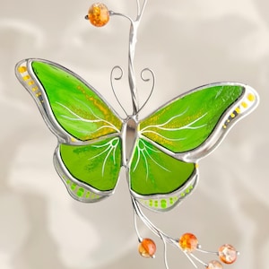 Butterfly stained glass window hangings, Butterfly memorial, Butterfly stained glass suncatcher, Mother in law gift, Yard art, Birthday gift