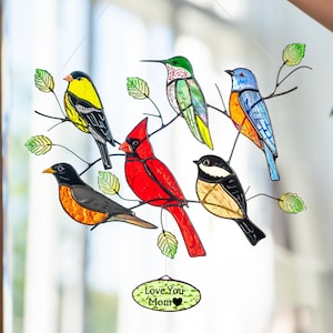 Stained Glass Suncatcher: Unique Mothers Day Gift for Bird Lovers