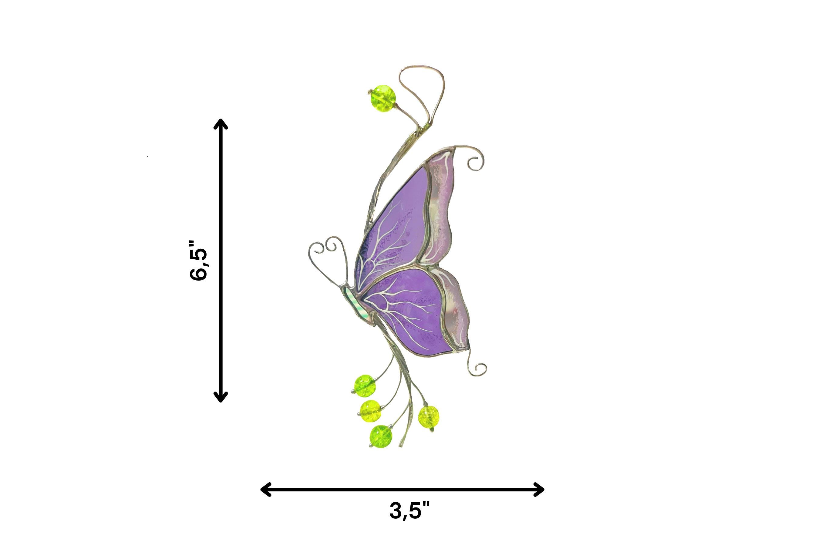 Buntglas-Sonnenfänger Schmetterling – 30,5 Cm Fensterdekoration, Handgemalt, Mit Metallkette, Für Garten & Wohnzimmer