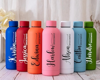 Personalized Stainless Steel Water Bottle,Personalized Birth Flower Tumbler,Engraved Bottle,Travel Water Bottle,Bridesmaid Proposal Gift