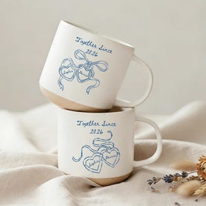 Custom Heart Locket Ceramic Mug | Newly Engaged Gift, Something Blue Fiance Gift, Engagement Gift Box, Cappuccino Coffee Lover Mug
