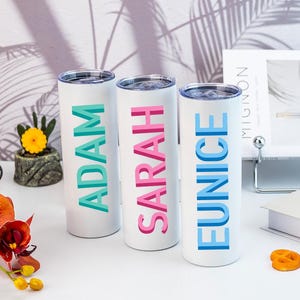 Personalized Name Bridesmaid Tumbler,Birthday Custom Name Gift,Custom Skinny Tumbler,Wedding Party water glass Gifts,Bridesmaid Tumbler