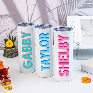 Personalized Name Tumbler: Stainless Steel Skinny Cup with Straw