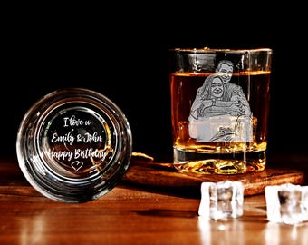 Vasos de whisky grabados con foto, foto personalizada en vaso de whisky, graba tu mensaje de regalo escrito a mano para tus seres queridos, regalo conmemorativo único.