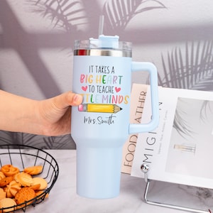Personalized Teacher 40oz Tumbler with Handle & Straw,Teacher Appreciation Gift,Teacher Travel Mug,End of Year Gift,Teacher&#39;s Day Gift