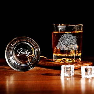 Custom Dog Photo Whiskey Glass: Engraved Pet Portrait Gift