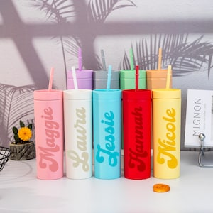 Personalized Tumblers with Lid and Straw,Custom Skinny Tumbler Name,Wedding Party water glass Gifts,Birthday Gift,Unique summer straight cup