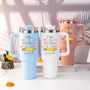 Teacher Appreciation Gift,Personalized Teacher 40oz Tumbler with Handle & Straw,Teacher Travel Mug,Teacher&#39;s Day Gift,End of Year Gift