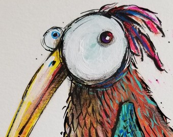 Signed Print 11" x 17" by David Irvine - "Caffeinated Bird"