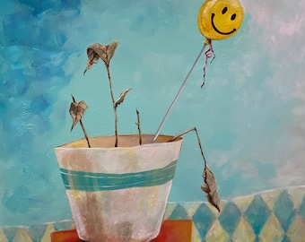 Original David Irvine of the The Gnarled Branch  Acrylic Painting entitled "Oh Happy Day"