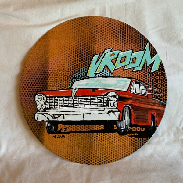 Original Painting on Reclaimed Vinyl Record by David Irvine of The Gnarled Branch - "Vrooom"