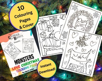 Download Printable Colouring Pages - Monsters Love Christmas - Hand drawn by David Irvine