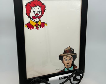 Dry Erase Message Board with Clown  and Tired Man 11.5" x 9.5" ( 29cm x 24cm)