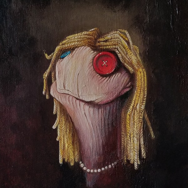 Signed Print 11" x 17" by David Irvine - "Margaret" -sock puppet portrait