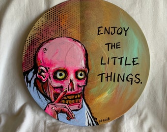 Original Painting on Reclaimed Vinyl Record by David Irvine of The Gnarled Branch - "Enjoy the Little Things"