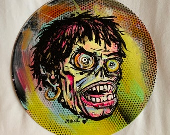 Original Painting on Reclaimed Vinyl Record by David Irvine of The Gnarled Branch - "Wallace Truly Hated Lima Beans"
