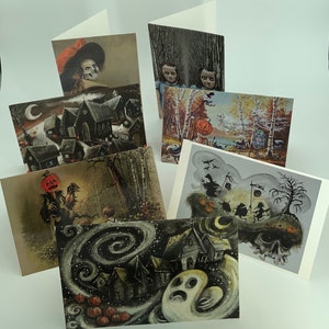 Halloween Greeting Cards - 7 Different Spooky and Whimsical cards - folded (Variety Pack A)  by David Irvine of The Gnarled Branch