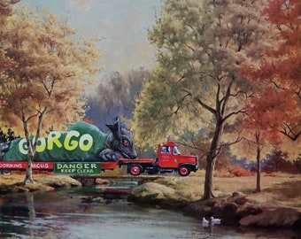 Signed Print 11" x 17" by David Irvine - "Going to the Circus"