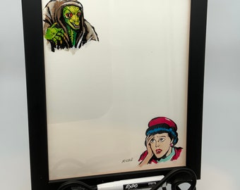 Dry Erase Message Board with Lizard Man and Lady 11.5" x 9.5" ( 29cm x 24cm)