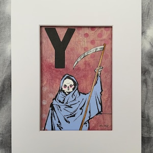Peinture originale - oeuvre d'art alphabet irrévérencieuse - Y est pour Reaper
