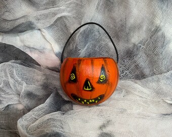 Hand Painted Hallowe'en Ornament 2023 by David Irvine  - Pumpkin Jack #1