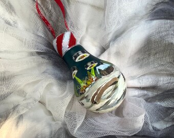 New for 2022-Hand Painted Christmas Ornament on Salvaged Burnt Out Light Bulb - Sushi Revenge!